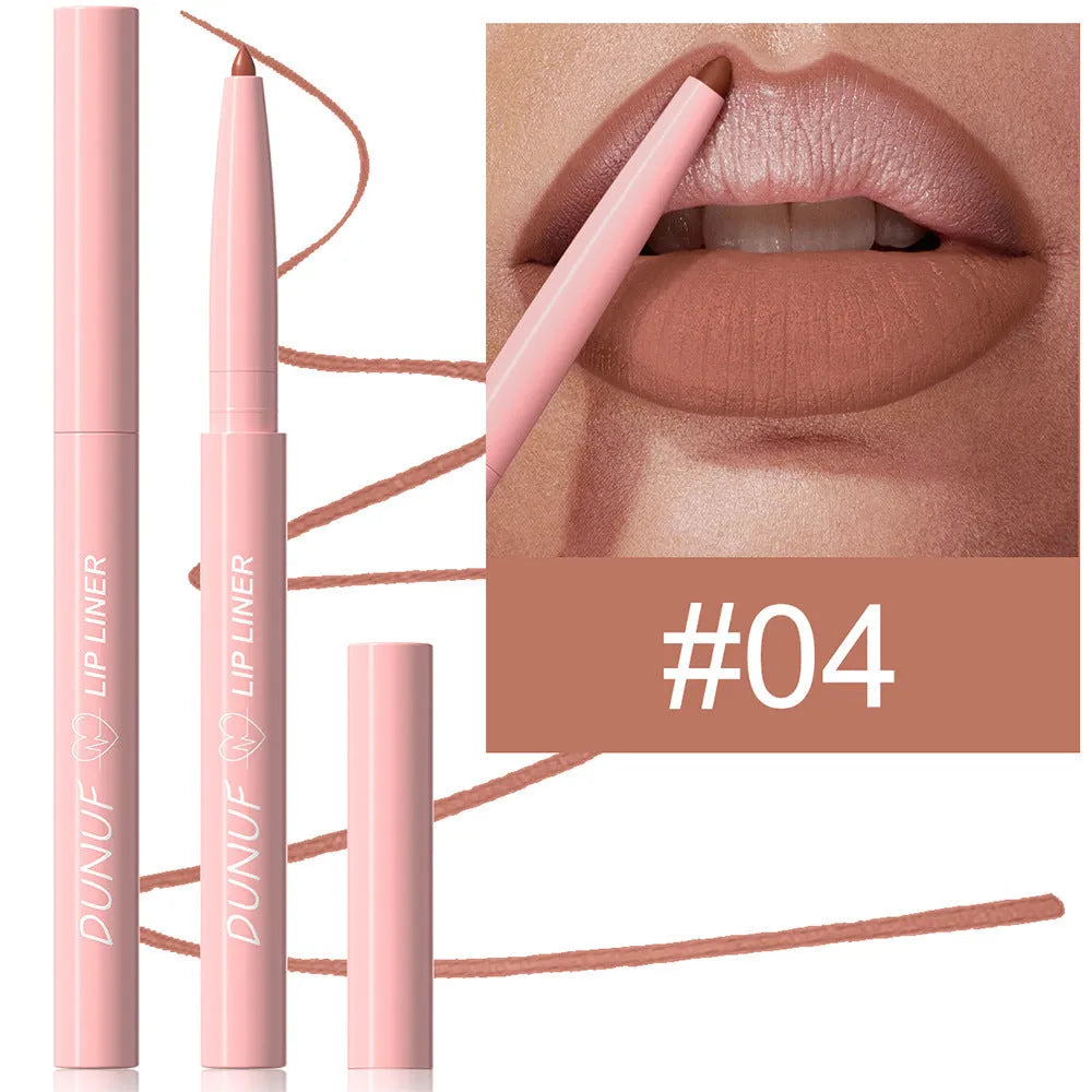 Velvet matte lip liner pencil in 12 colour shades for precise application