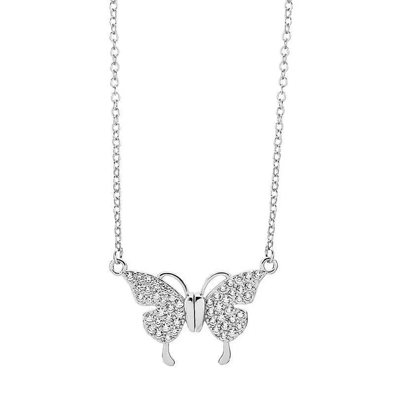 Women's magnetic snap butterfly clavicle chain in titanium steel with twisted chain