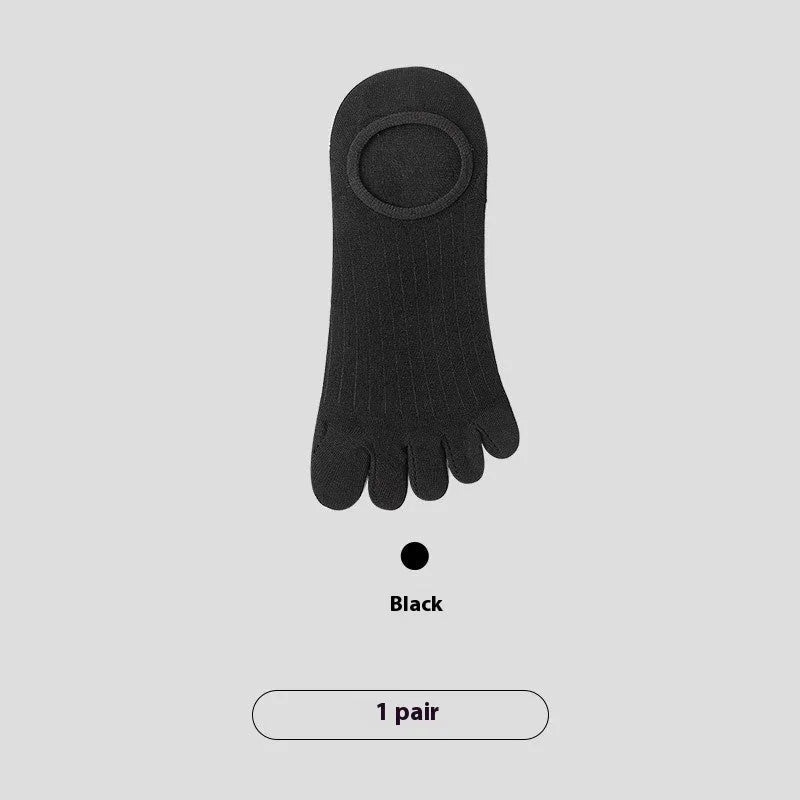 Men's five-finger invisible socks in modal fabric, shown in various neutral colours on a flat surface.