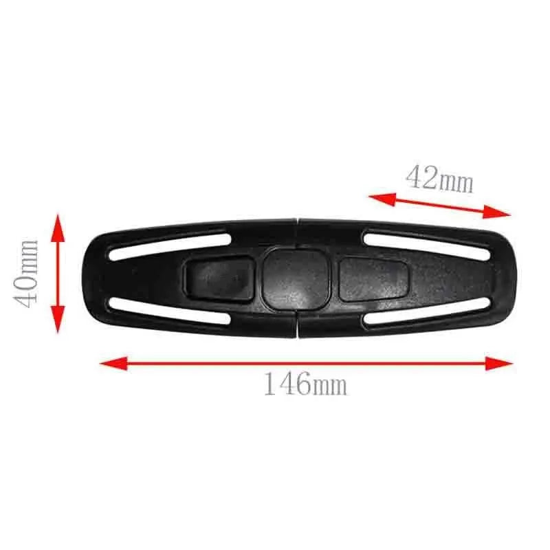 Black nylon child safety seat buckle clip for 5-point harness systems