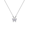 Women's 925 silver butterfly necklace with square opal pendant on cross chain showing 41-50cm length