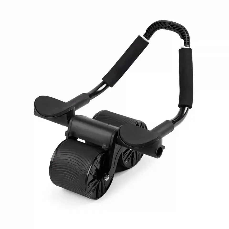 Automatic rebound abdominal exercise wheel with 10cm wide wheel and included lock edge yoga mat for core workouts