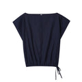 Women's linen-look polyester blend co-ord set with flounced sleeve shirt and wide leg trousers.