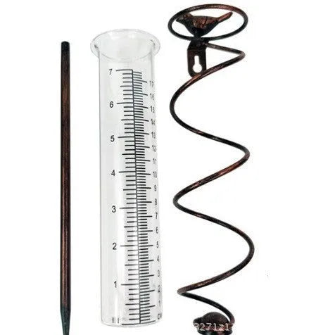 Cast iron bird-shaped glass hyetometer rain gauge for outdoor garden rainfall measurement