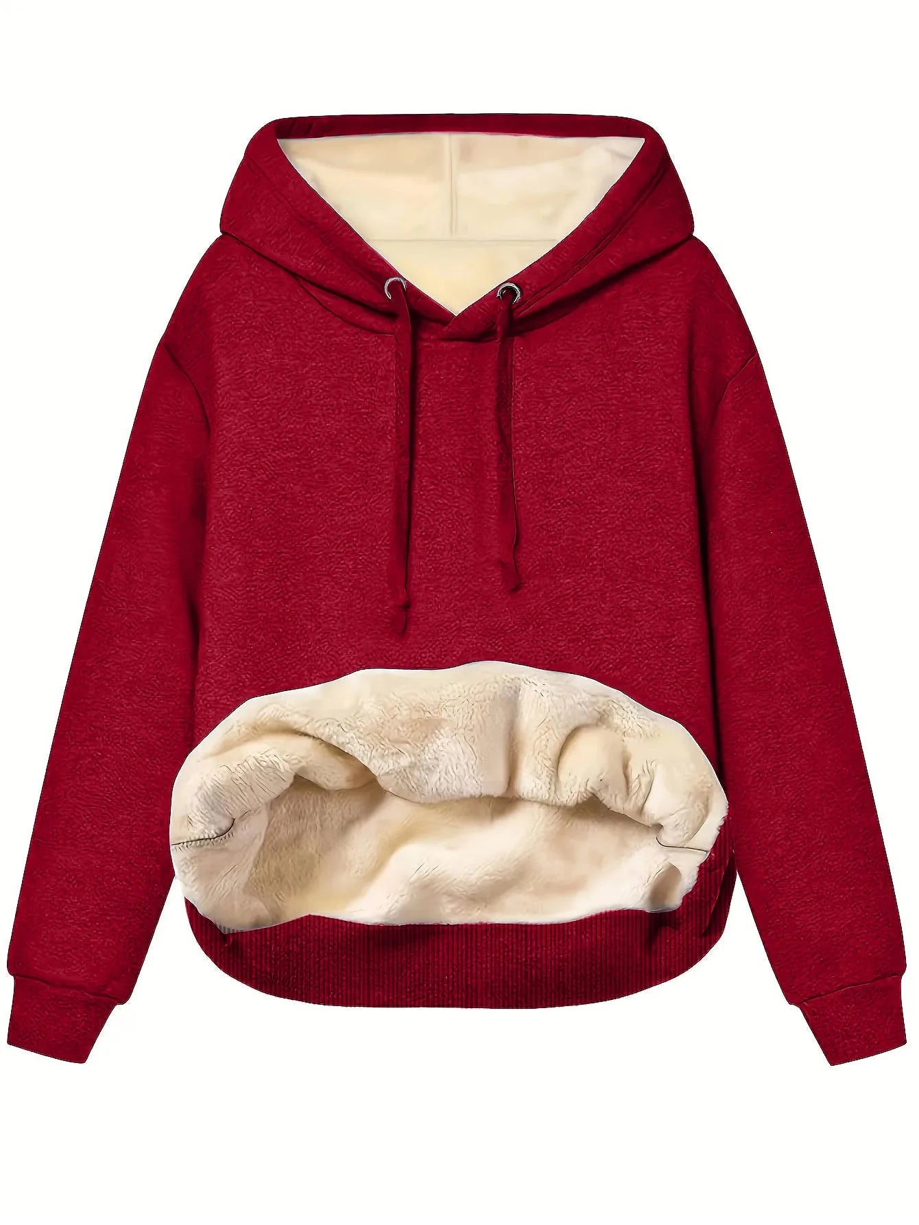 Women's thick pullover hoodie with 3D pattern in black, grey, red or navy featuring long sleeves and hood