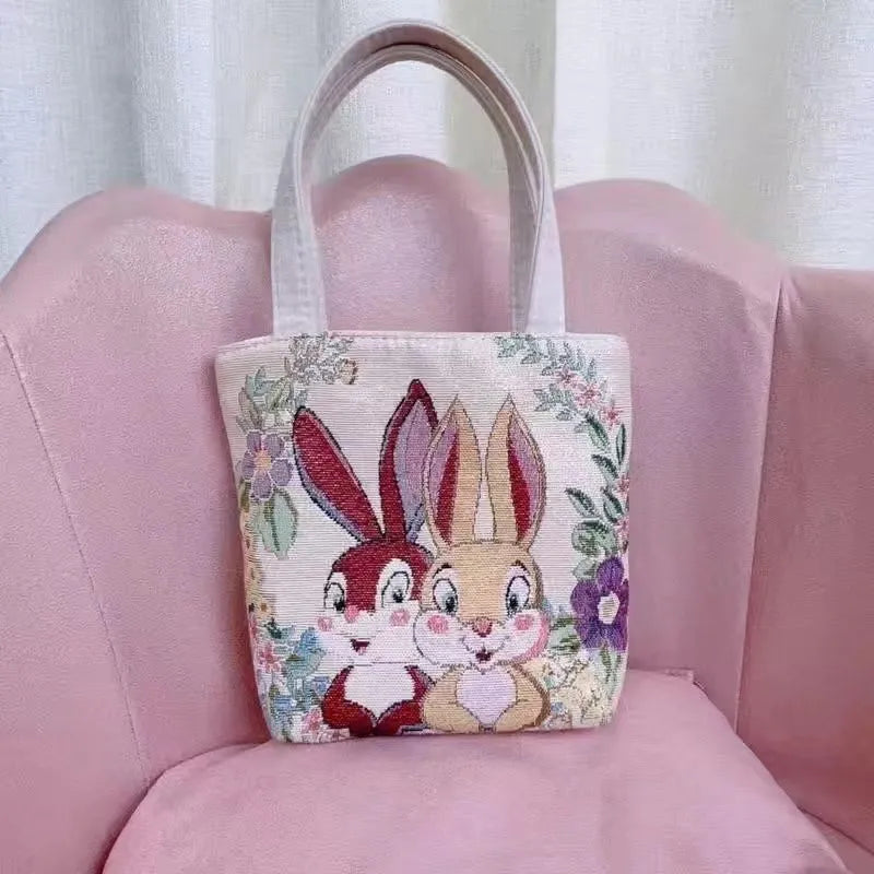 Double-sided gold wire embroidered canvas bag showing Monet flowers design with polyester lining