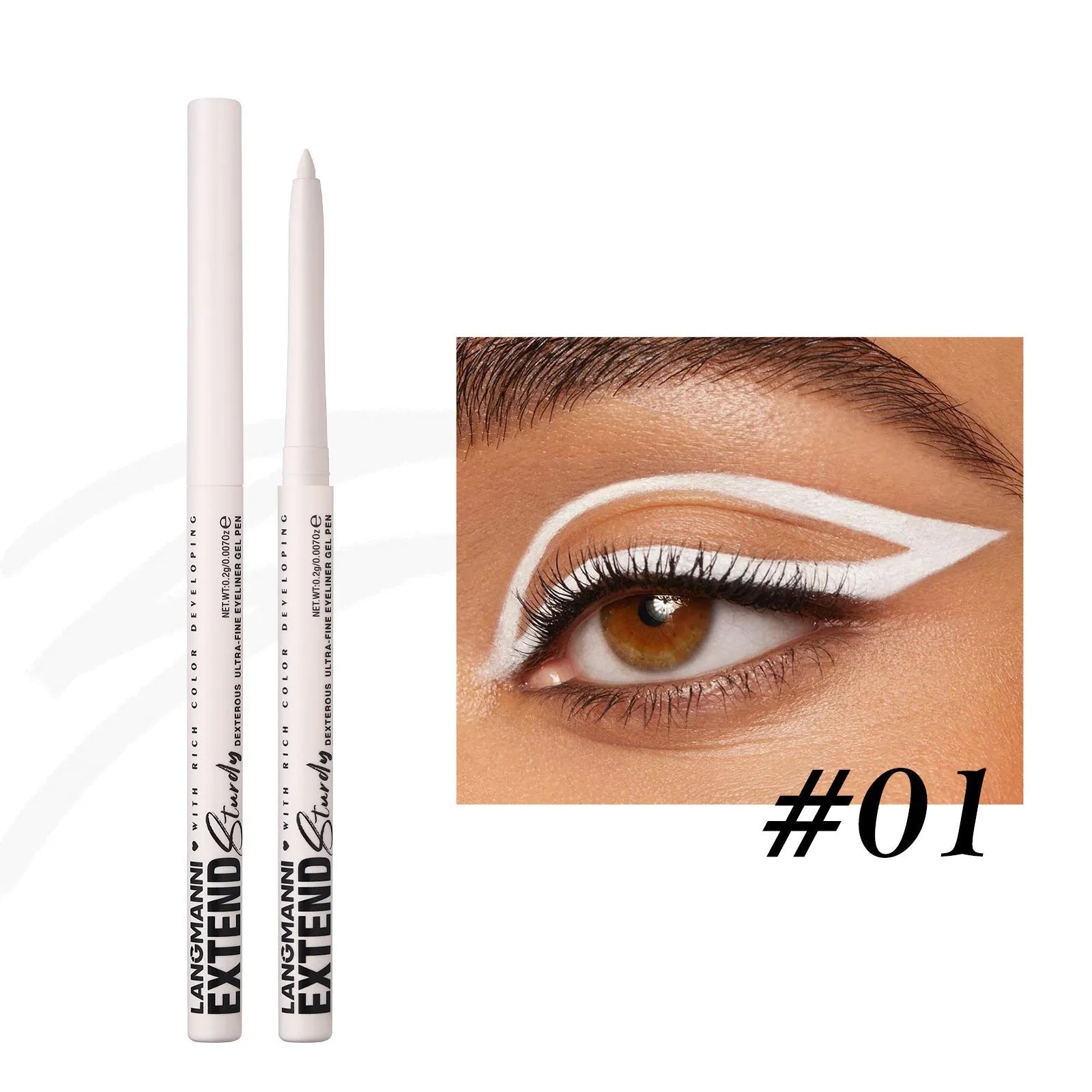 Set of 12 colourful gel glitter eyeliner pencils arranged showing metallic, matte, and glitter finishes.
