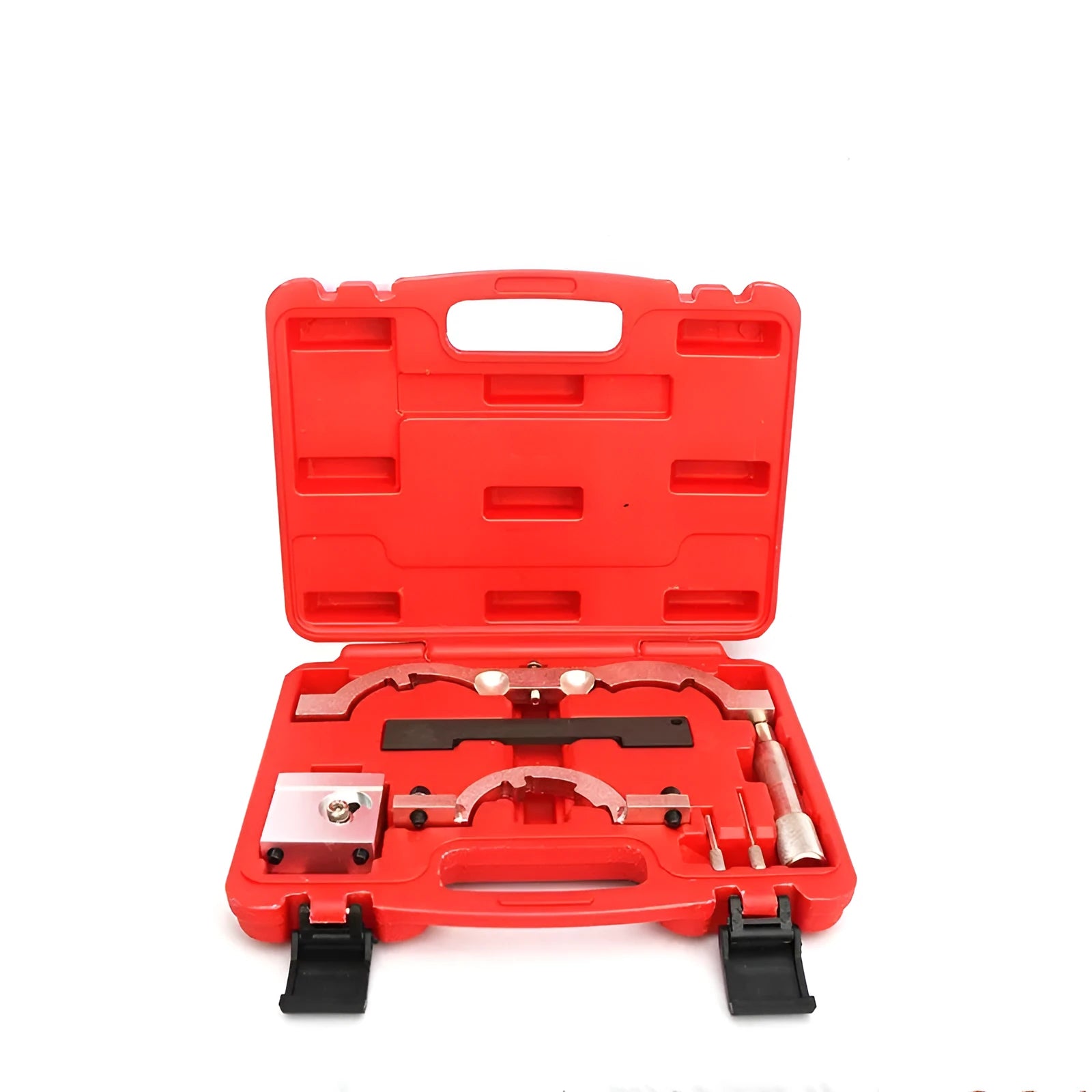 Red chrome-vanadium steel Opel 1.4 LUJ engine timing tool set with seven professional automotive repair tools