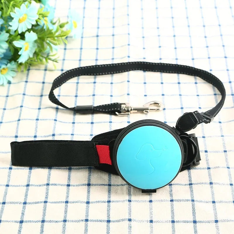Pet Holding Hands automatic retractable dog leash extended, showing nylon cord and ergonomic handle.