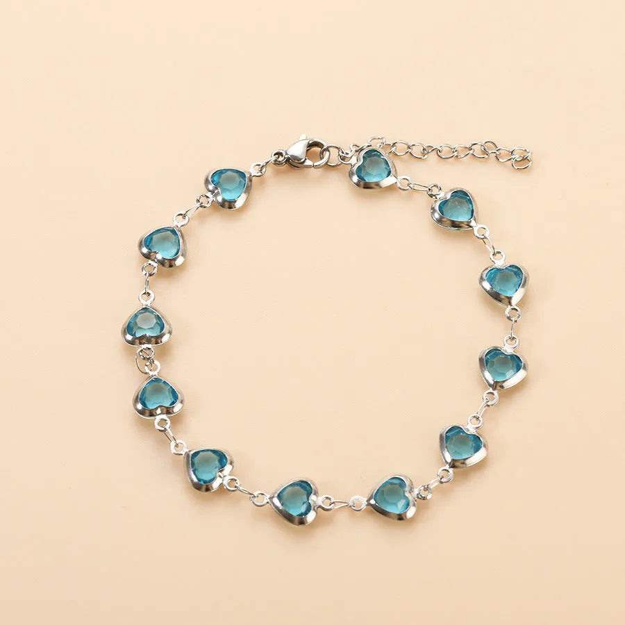 Stainless steel geometric heart bracelet in multiple colour options