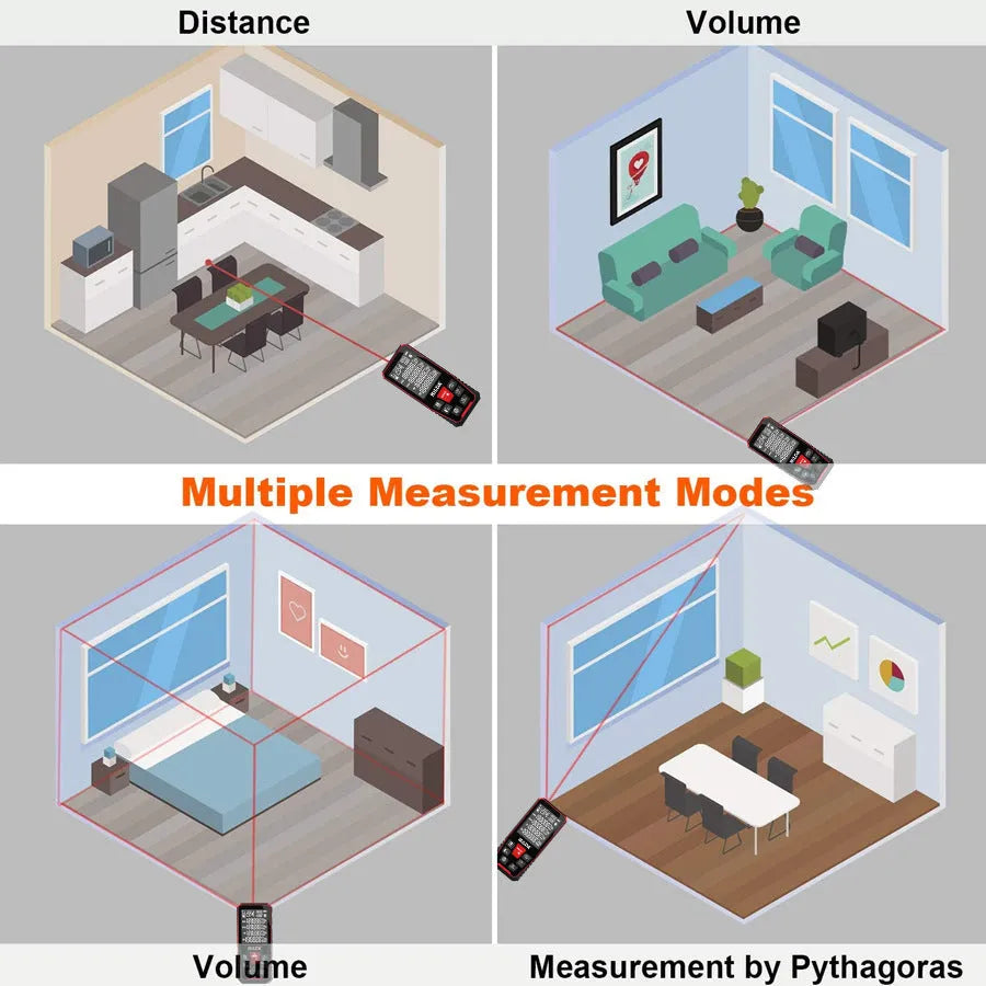 Plastic laser rangefinder measuring device for construction and room measurement up to 120m
