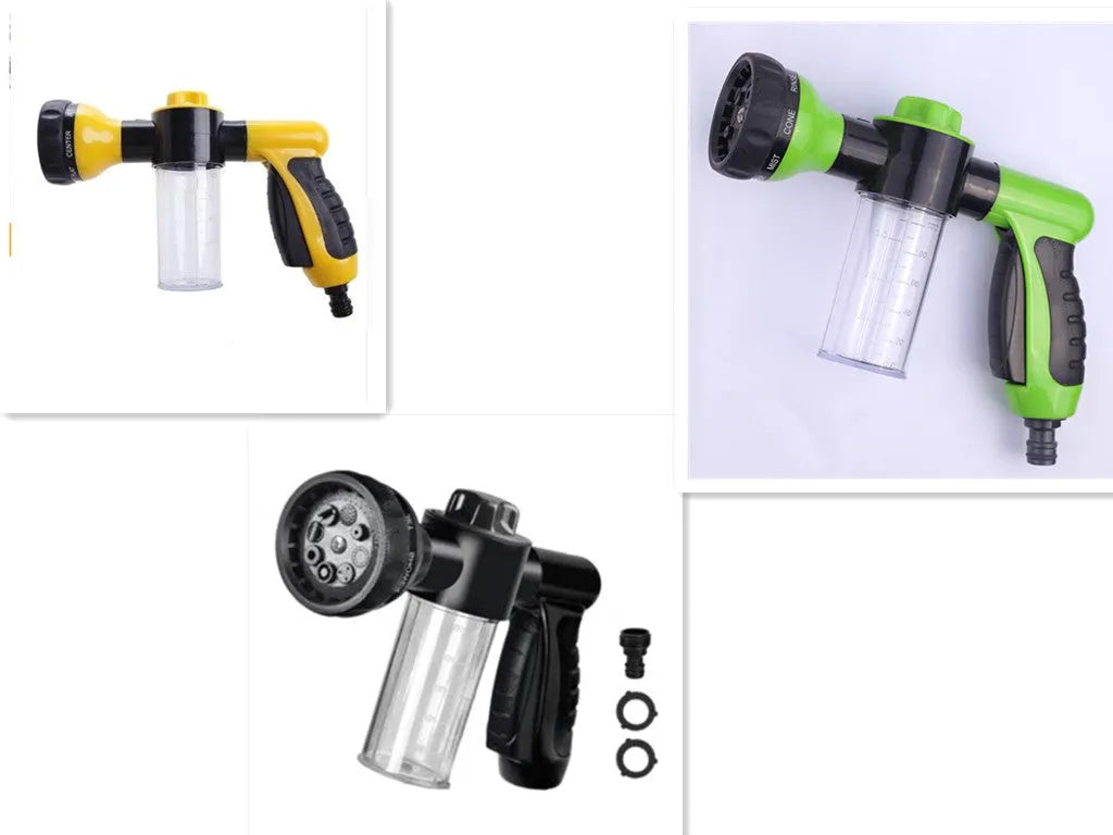 High pressure foam spray gun with adjustable nozzle in green, yellow or black colours