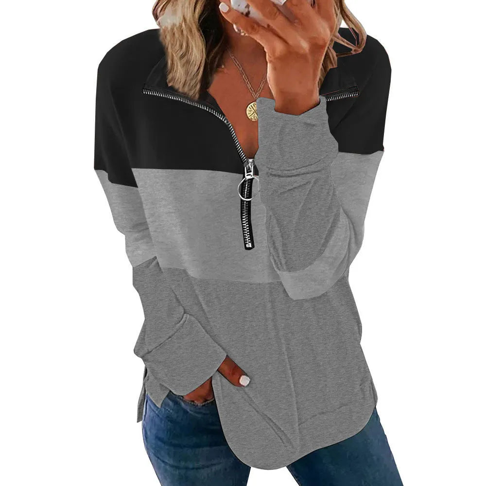 Women's loose long-sleeved leopard print sweater in polyester fabric