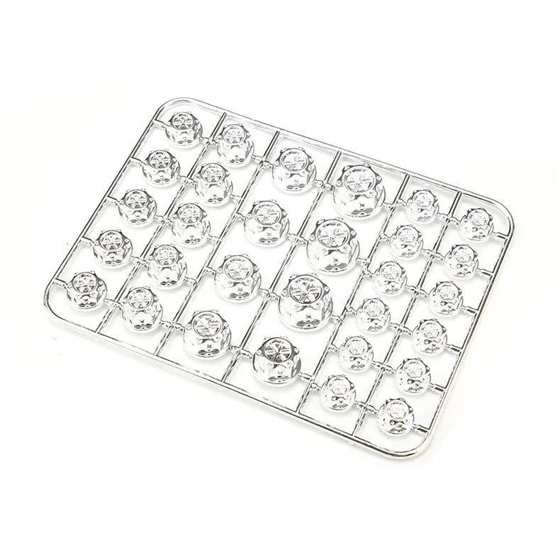 Set of 30 coloured ABS plastic motorcycle screw covers for engine customisation.