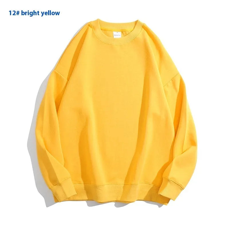 Cotton solid color round neck off shoulder sweater in loose pullover style with long sleeves available in various colours