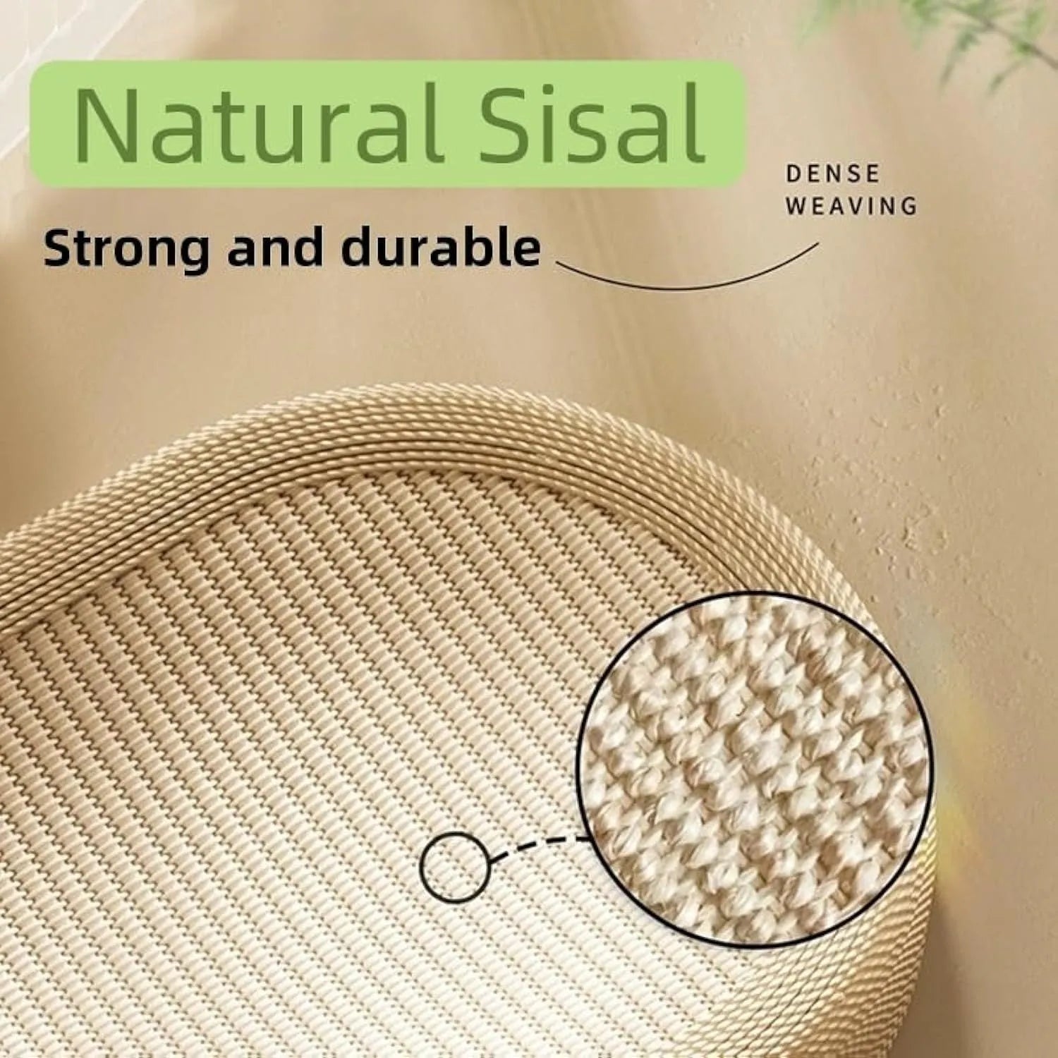 Large natural sisal cat scratching board with integrated lounging platform