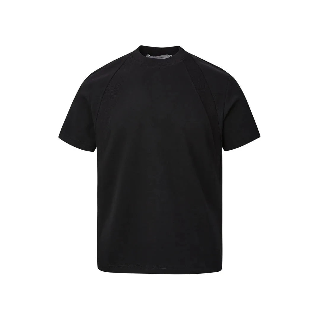 Short sleeve loose fit top with air layer stitching texture in polyester fabric