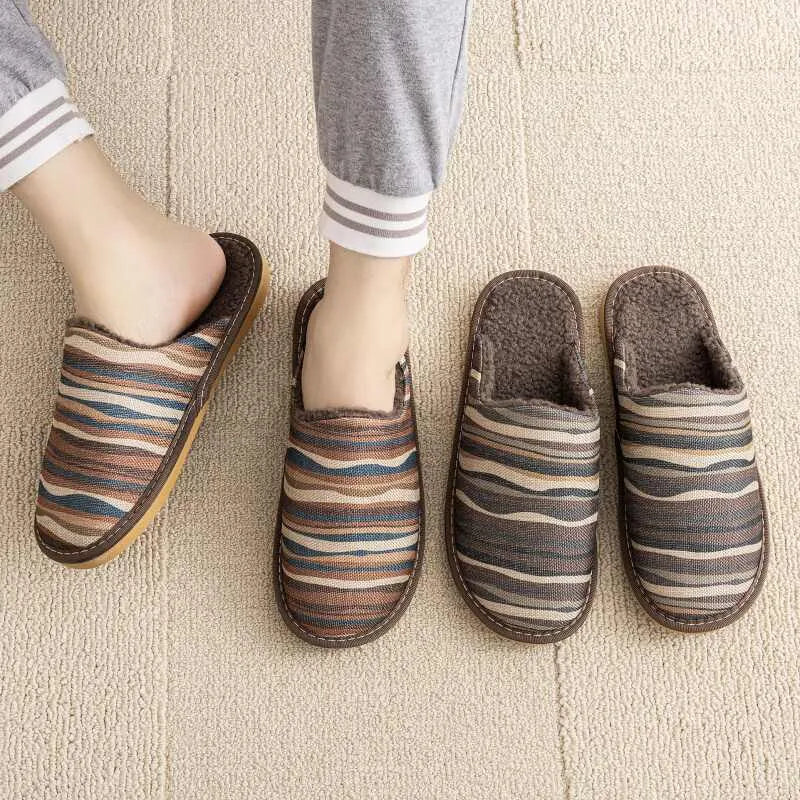 Household cotton slippers with floral patterns and PVC soles in various colours and sizes