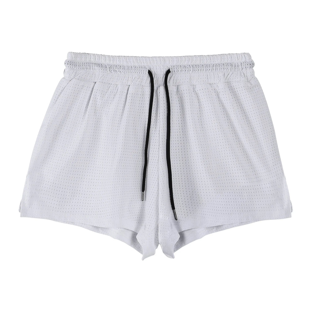 Men's quick-drying nylon summer shorts in white or black with mid waist design