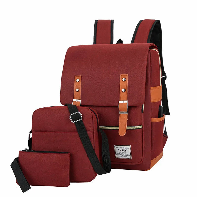 Three-piece business backpack in Oxford cloth with curved shoulder straps