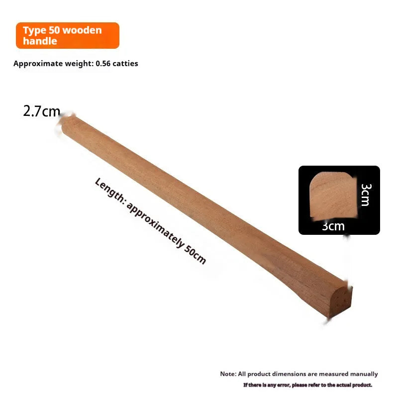 Solid locust wood replacement handles for axes, hoes, and sickles in various lengths on a plain background.
