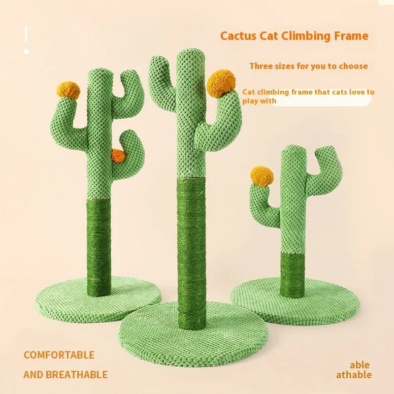 Cactus-shaped cat scratch board with sisal scratching pole climbing frame for cats