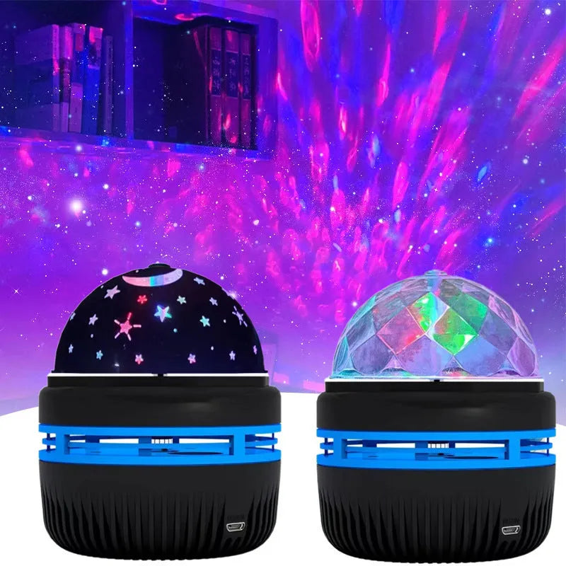 Mini crystal magic ball starry sky aurora water pattern projection light with USB cable