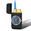 Metal multifunctional watch cigarette lighter with wind resistance and LED flashing lamp