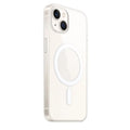 Transparent magnetic phone case for iPhone with visible MagSafe magnet ring on clear back cover.