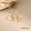 Geometric gold-plated jewellery set showing necklace, ring, and earrings on stainless steel with 18K plating