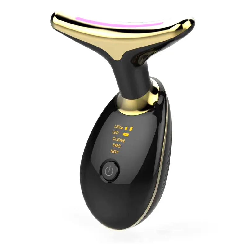 EMS thermal neck massager with LED lights for facial skin rejuvenation