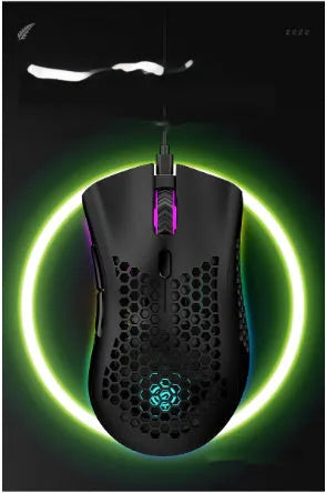 BM600 hollow out design wireless gaming mouse with luminous charging in black, cyan, and white colour options.