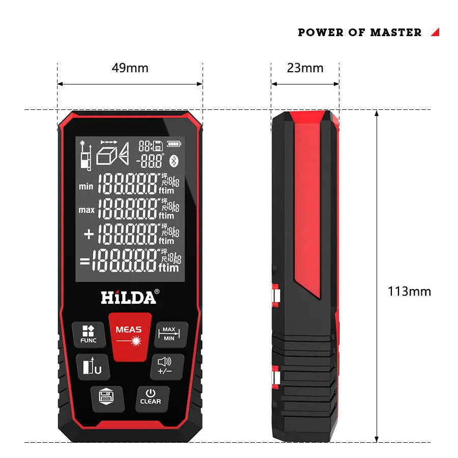 Plastic laser rangefinder measuring device for construction and room measurement up to 120m