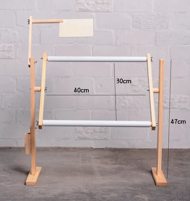 Solid wood vertical desktop cross stitch frame with adjustable height mechanism