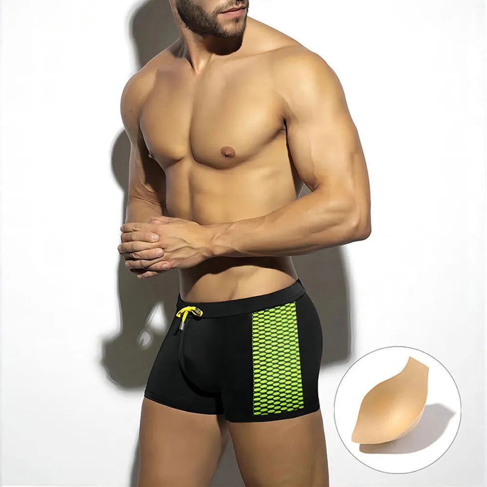 Men's polka dot print swimming boxers in three colours with quick-drying nylon fabric