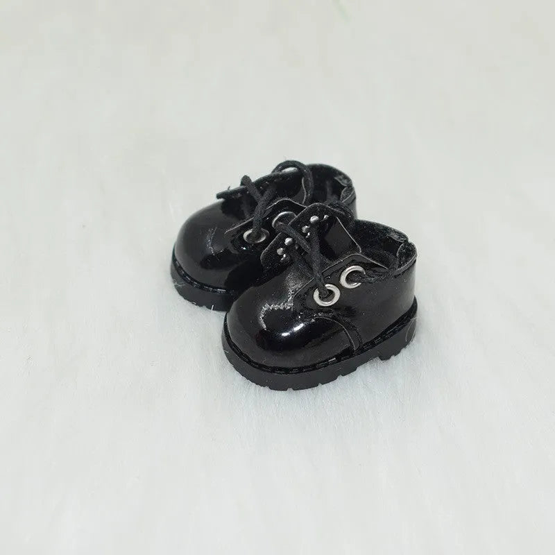 17cm doll replacement shoes in PU polyurethane material showing 3.5cm to 3.8cm height options including boots, leather shoes, and high heels