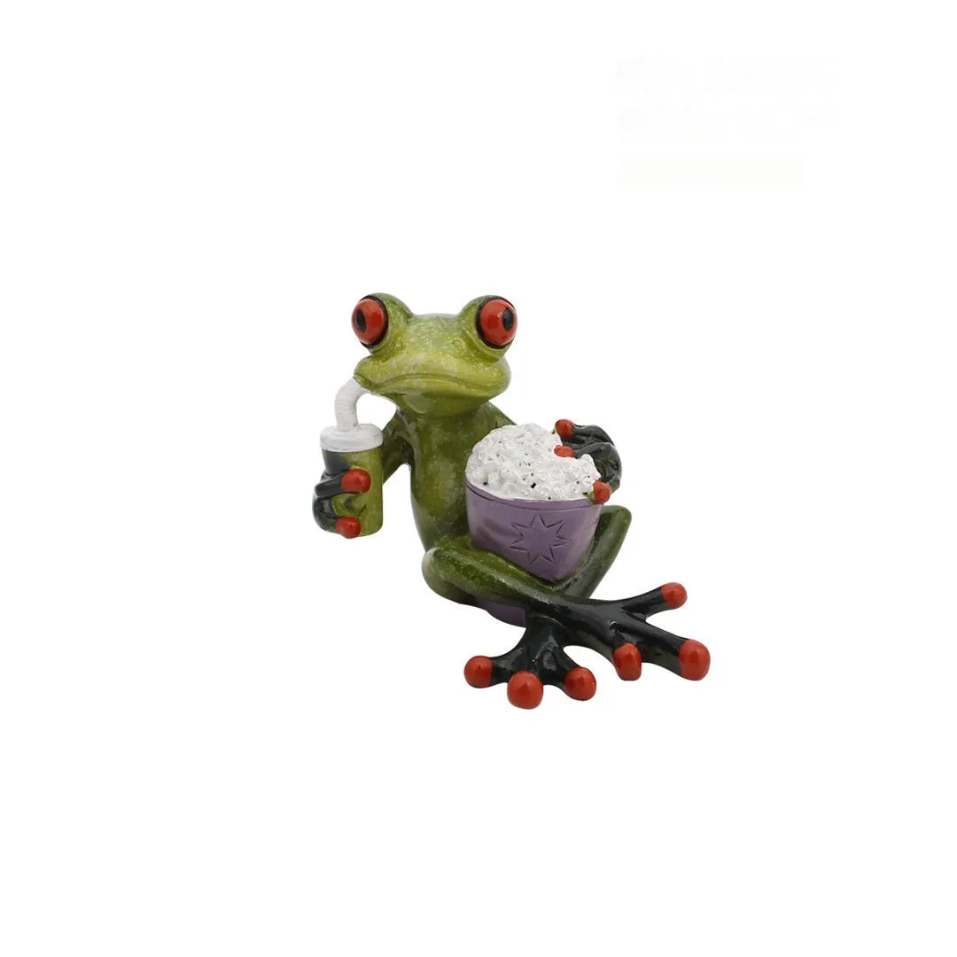 Pastoral style synthetic resin frog ornament for living room and study home decoration