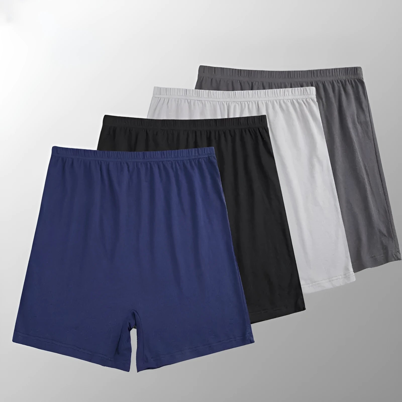 Men's solid colour modal boxer shorts on a white background, showing high waist design.