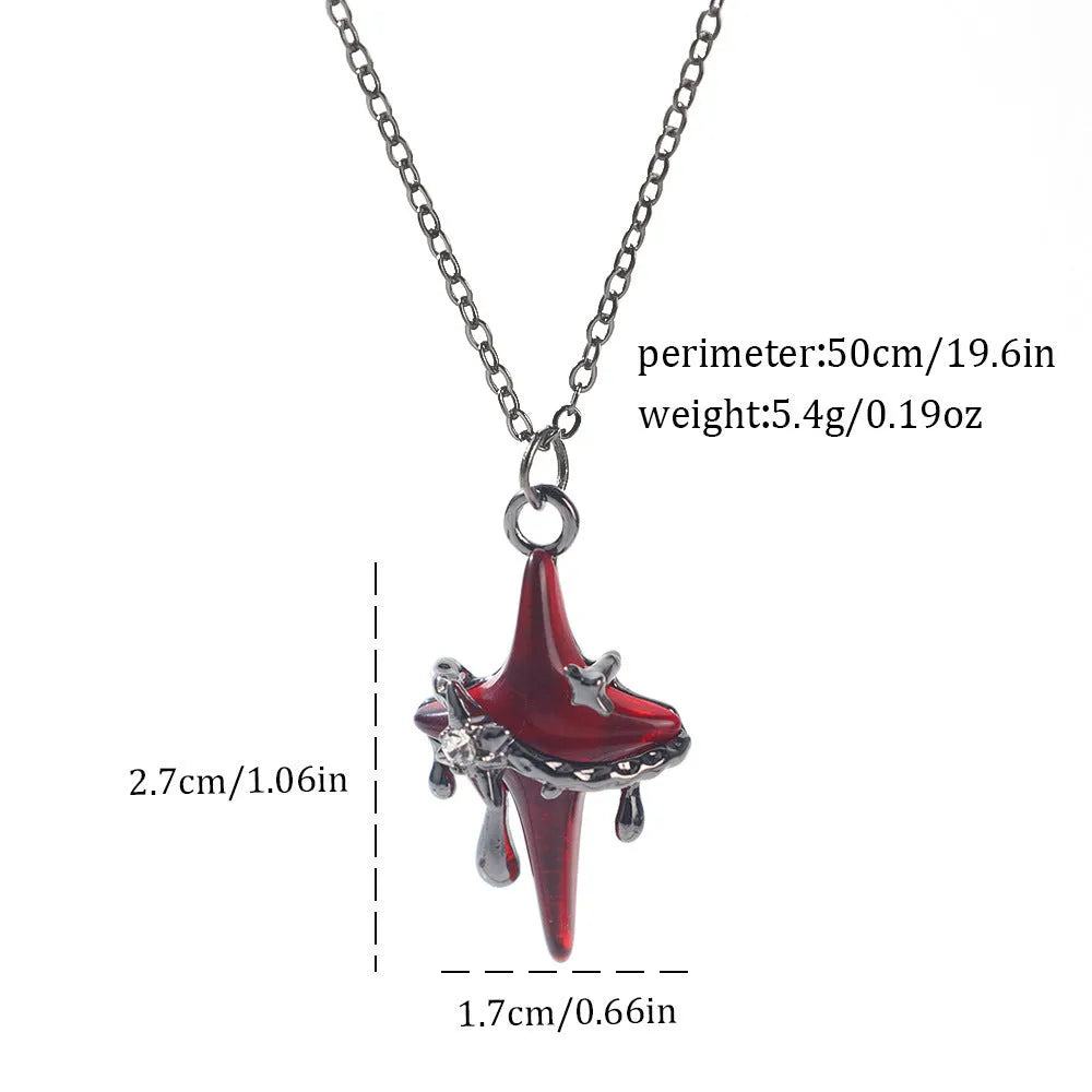 Dark style Halloween necklace for women with a choice of alloy bat, spider, or cross pendants on a chain.