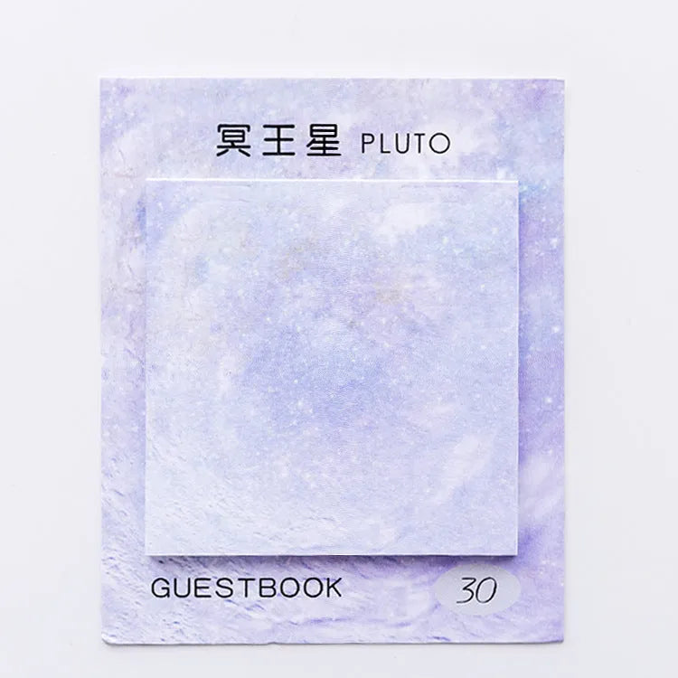 Square planet sticky notes with oil painting designs measuring 7.3cm
