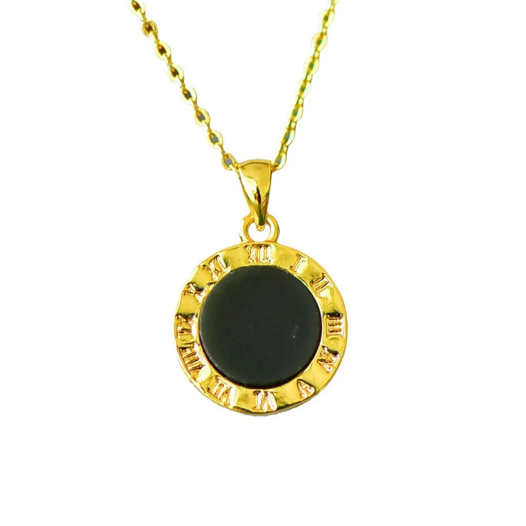 Gray Hetian jade pendant with copper inlay detailing on necklace chain