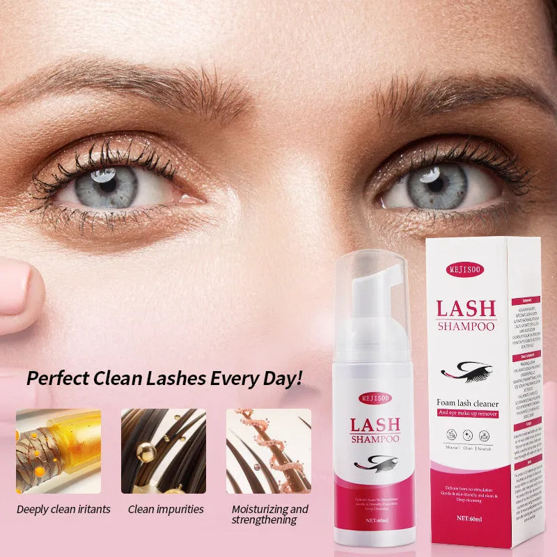 60ml eyelash cleaning mousse bottle for lash extension removal and false eyelash adhesive cleaning