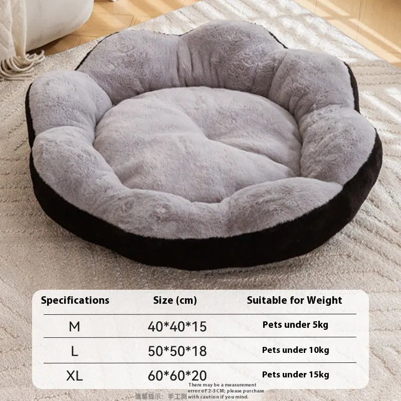 Thick rabbit plush detachable cat bed in round nest design with brown grey colour