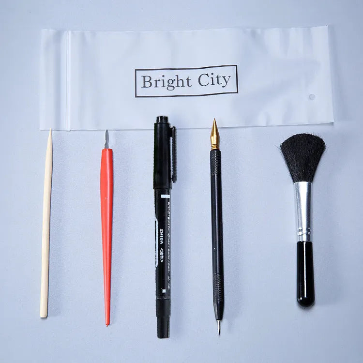 Scraping painting tools set with healing pen, scrapers and photo frames for scratch art projects