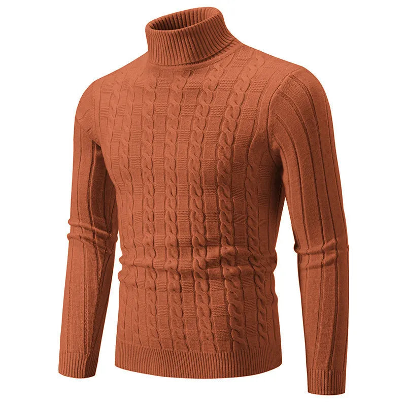Men's slim fit chenille turtleneck pullover sweater in multiple colours