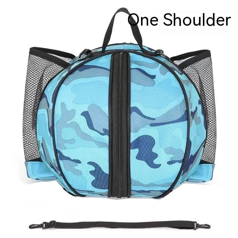 Black Oxford cloth basketball bag with a 9-litre capacity shown with both one-shoulder and two-shoulder strap options.