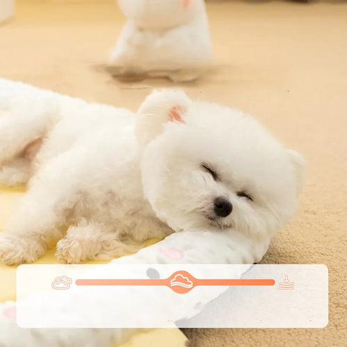Bedsure grey waterproof orthopedic sofa-style dog bed with removable cover on a wooden floor