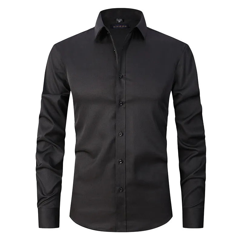 Men's long sleeve stretch work shirt in polyester, shown in a colour from the range of fifteen options.