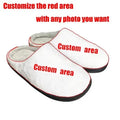 A pair of printed cotton flannel slippers with a patterned design and a light brown TPR sole.