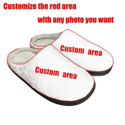 A pair of printed cotton flannel slippers with a patterned design and a light brown TPR sole.